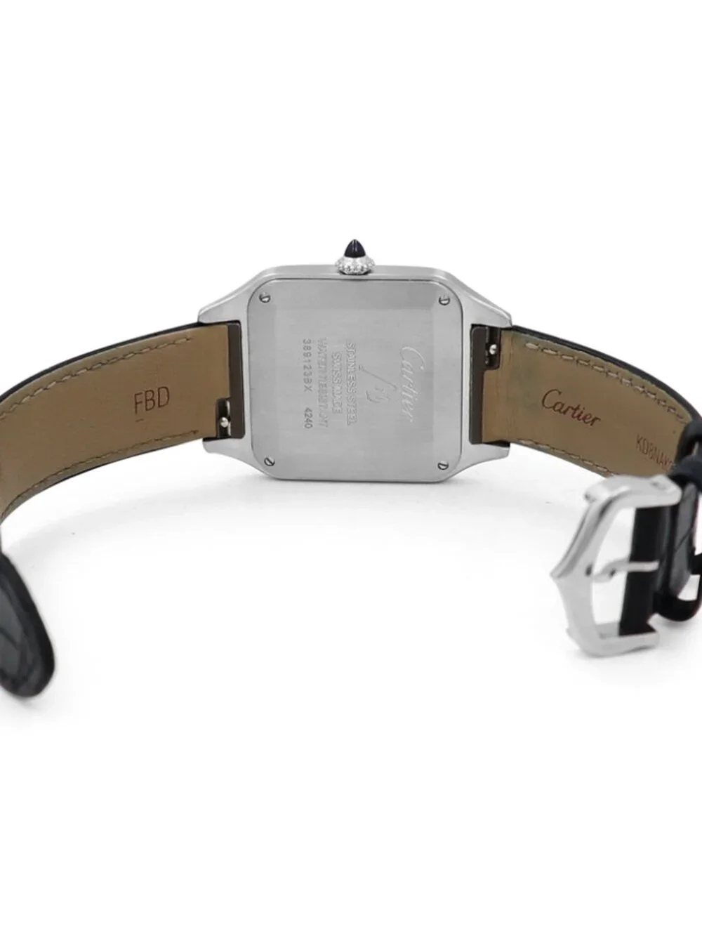 Cartier Large Santos Dumont Watch Stainless Steel Silver Roman